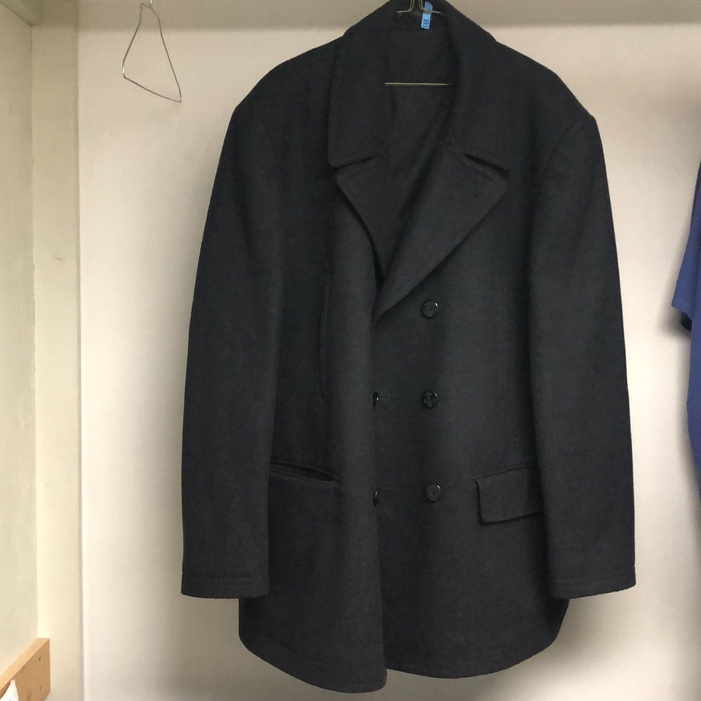 Chaps Black Pea Coat